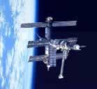 Mir Space Station floating above the earth